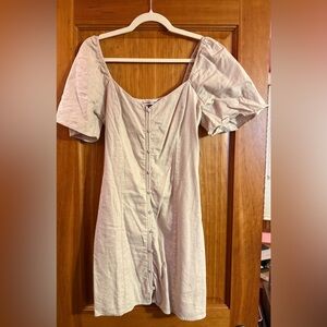 Abercrombie & Fitch Light Gray Button-Front Dress